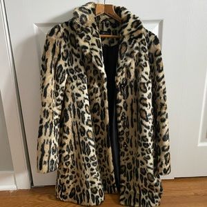 Top shop leopard faux fur coat - size 4